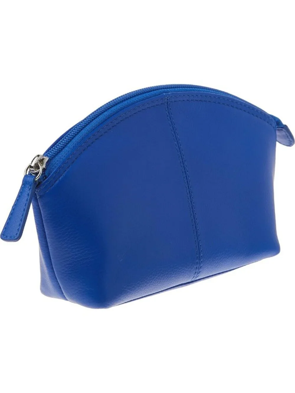 Genuine Leather RFID Blocking Makeup Pouch - Cobalt Blue Cosmetic Bag
